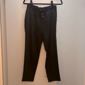 Express Black Silk Drawstring Pants with Gold Hardware